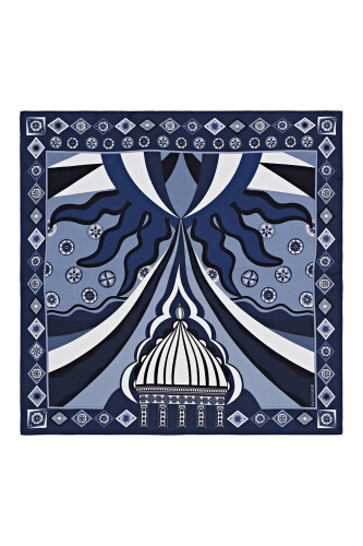 Fairy Tale Dome Silk Scarf Navy 