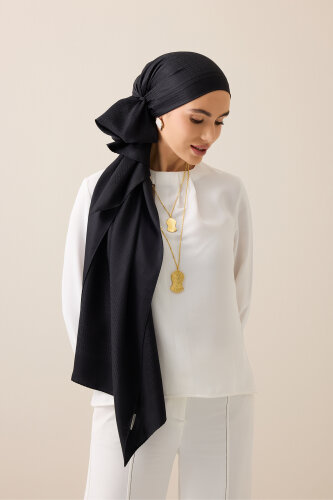 Faith I Black Jacquard Silk Shirt Scarf - 5