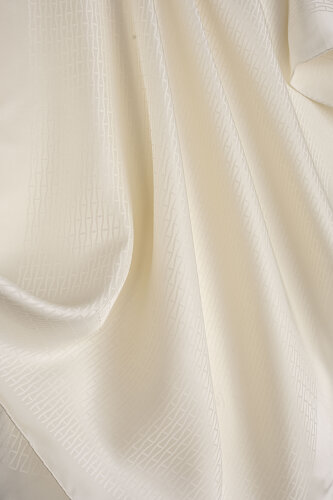 Faith I Cream Jacquard Silk Shirt Shawl - 2