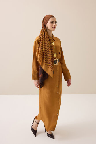 Faith I Degrade Saffron-Coffee Silk Scarf - 5