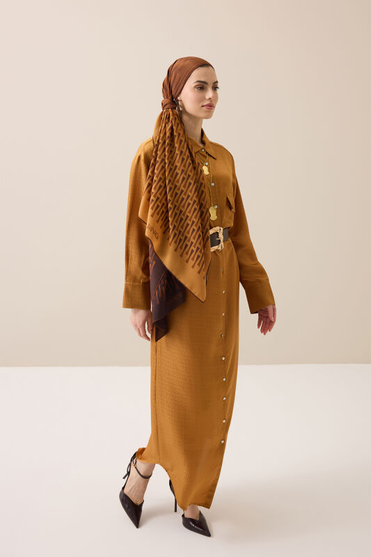 Faith I Degrade Saffron-Coffee Silk Scarf - 5