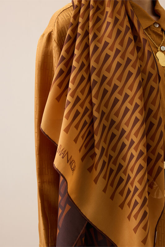 Faith I Degrade Saffron-Coffee Silk Scarf - 6