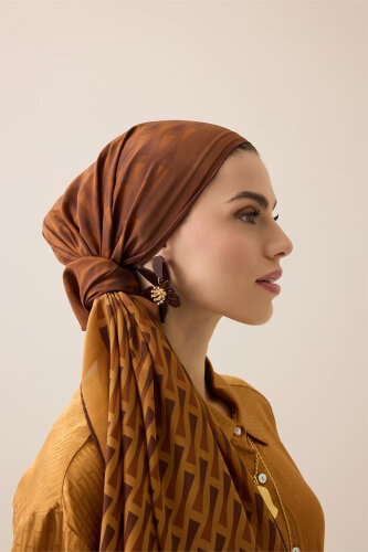 Faith I Degrade Saffron-Coffee Silk Scarf 