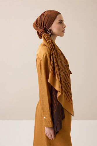 Faith I Degrade Saffron-Coffee Silk Scarf - 3