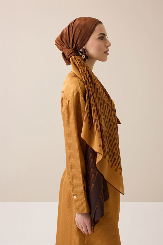 Faith I Degrade Saffron-Coffee Silk Scarf - 3