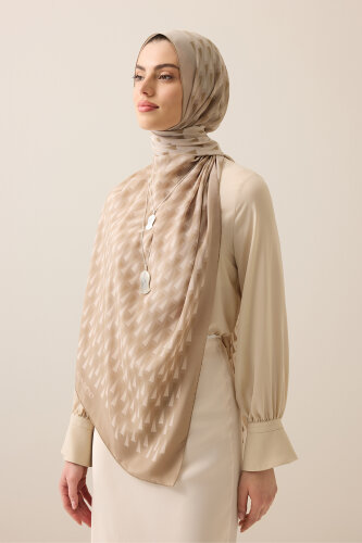 Faith I Gradient Beige Silk Scarf - 5