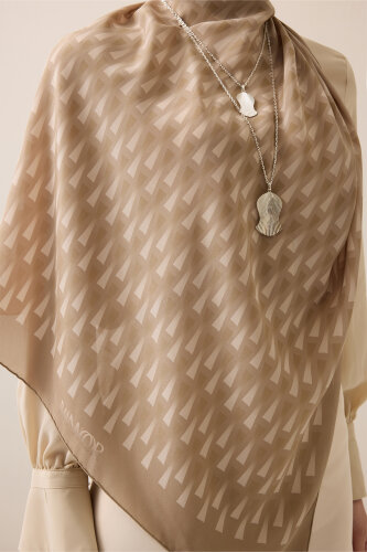 Faith I Gradient Beige Silk Scarf - 6