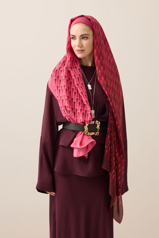Faith I Gradient Red Silk Scarf - 5