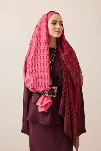 Faith I Gradient Red Silk Scarf 