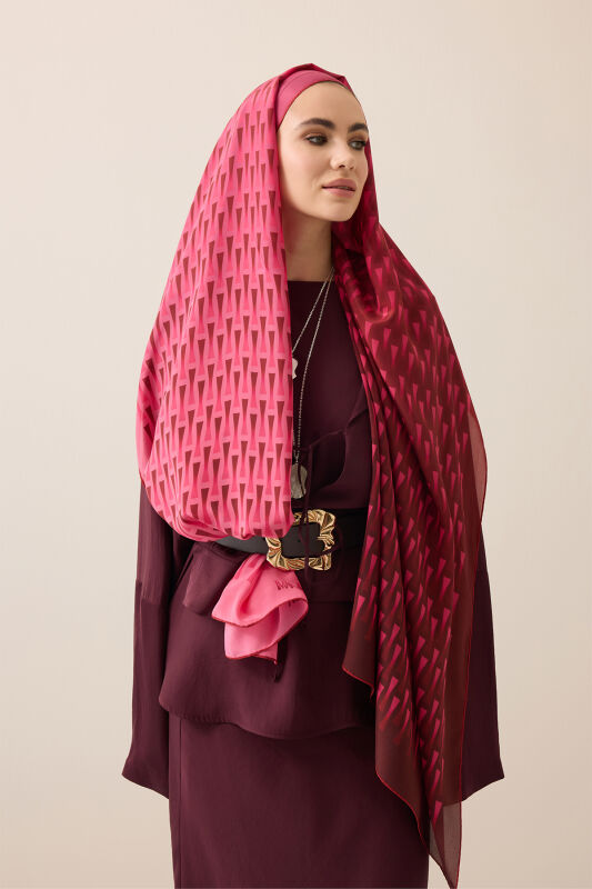 Faith I Gradient Red Silk Scarf - 1