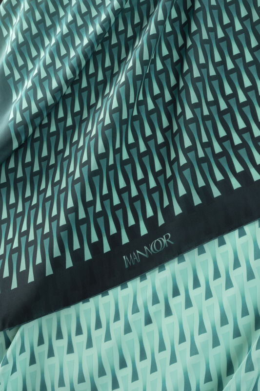 Faith I Gradient Turquoise Silk Scarf - 4