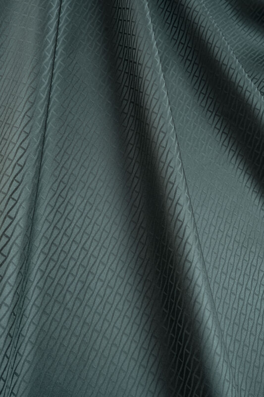 Faith I Green Petrol Jacquard Silk Shirt Scarf - 4