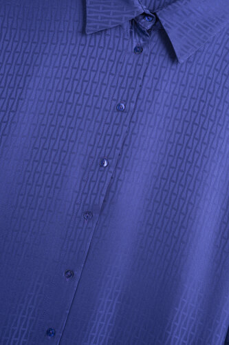 Faith I Night Blue Jacquard Silk Shirt - 2