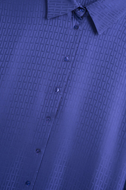 Faith I Night Blue Jacquard Silk Shirt - 2