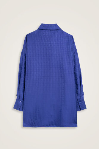 Faith I Night Blue Jacquard Silk Shirt - 3