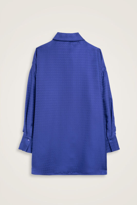 Faith I Night Blue Jacquard Silk Shirt - 3