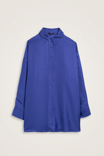 Faith I Night Blue Jacquard Silk Shirt - 1