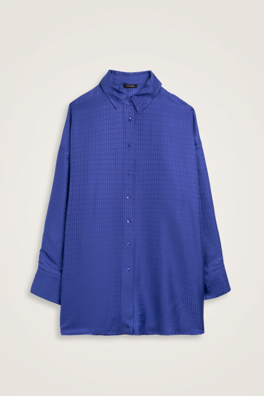 Faith I Night Blue Jacquard Silk Shirt - 1