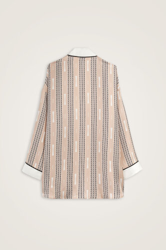 Faith Path Beige Twill Silk Short Kimono - 3