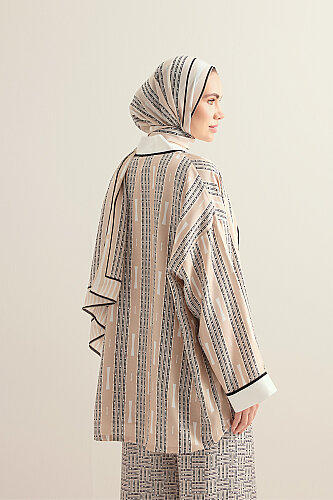 Faith Path Beige Twill Silk Short Kimono - 3