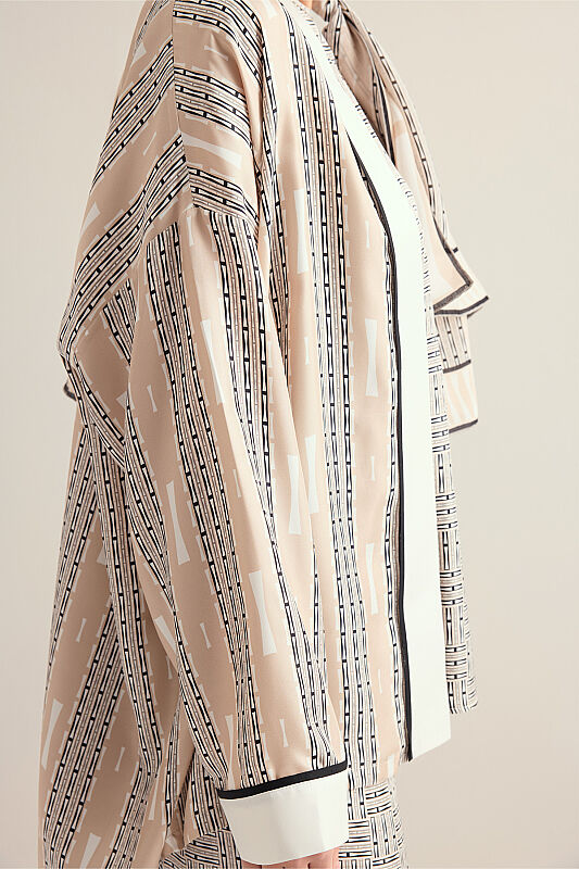 Faith Path Beige Twill Silk Short Kimono - 7