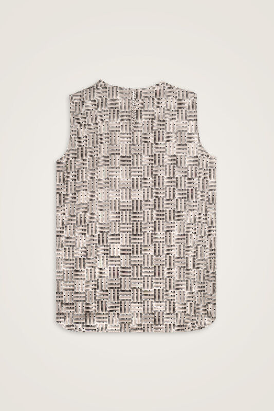 Faith Path Beige Twill Silk Sleeveless Blouse - 3