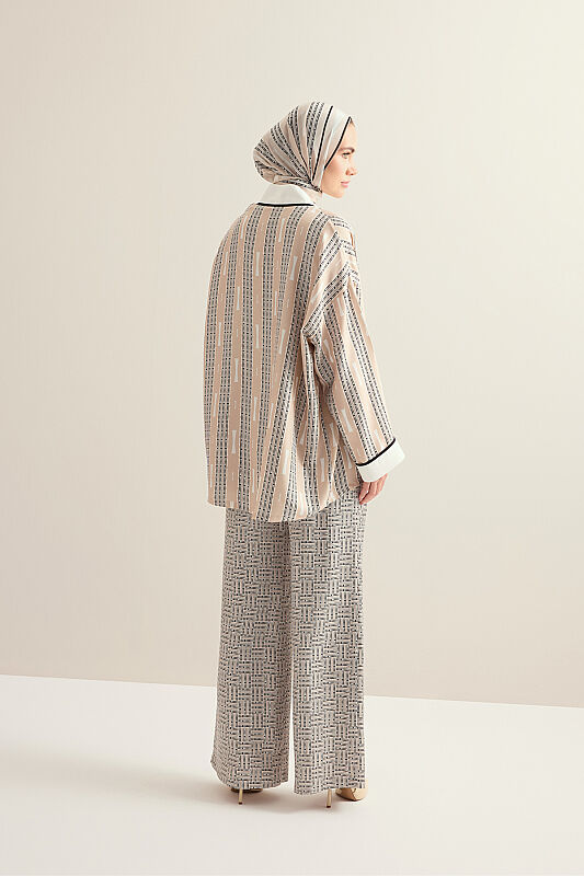 Faith Path Beige Twill Silk Trousers - 3