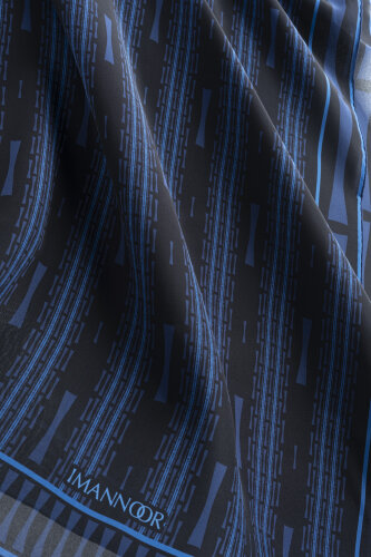 Faith Path Navy Blue Crepe Silk Scarf - 2