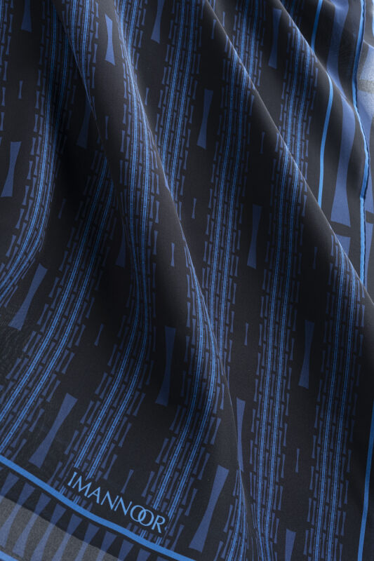 Faith Path Navy Blue Crepe Silk Scarf - 2