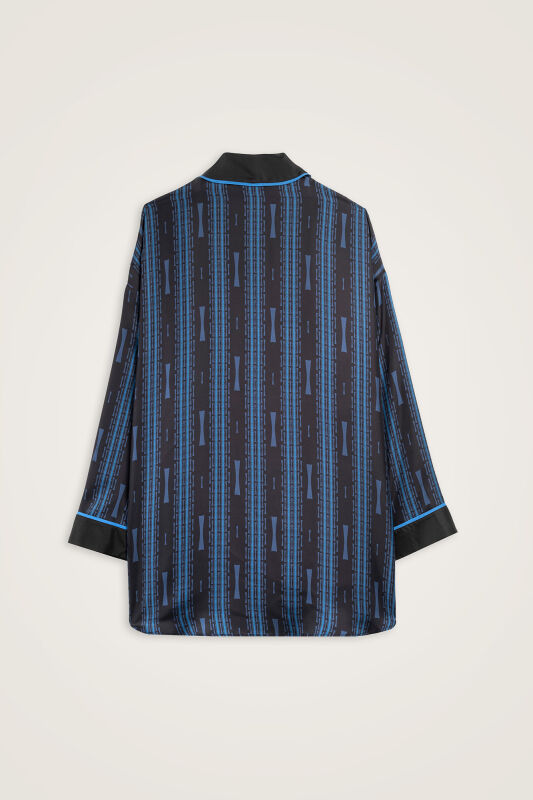 Faith Path Navy Blue Twill Silk Short Kimono - 3
