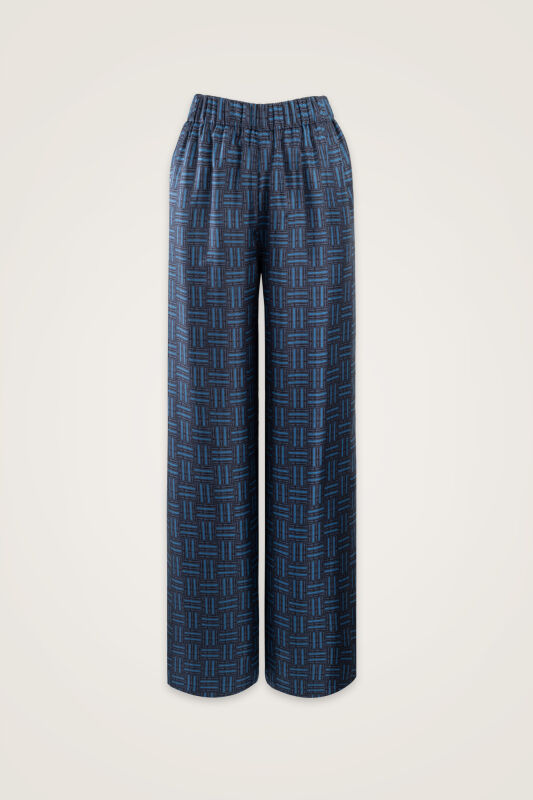 Faith Path Navy Blue Twill Silk Trousers - 1