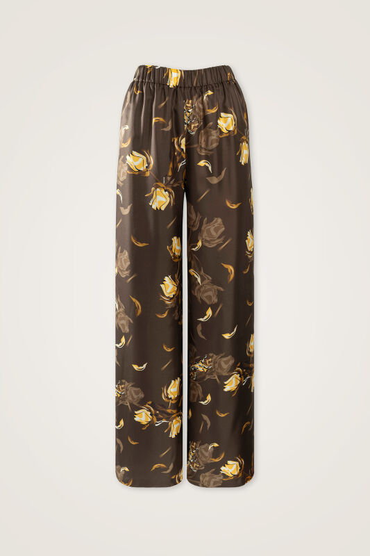 Faith's Rose Brown Twill Silk Trousers - 1