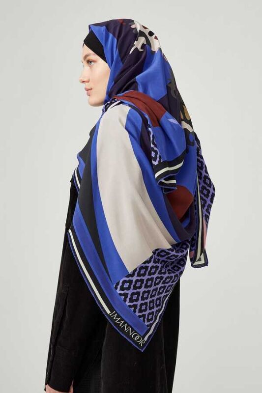 Fancy OO Silk Shawl Blue - 2