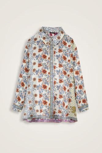 Fence Beige-Gray Silk Twill Shirt 