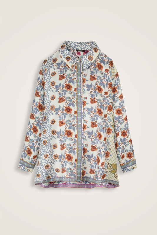 Fence Beige-Gray Silk Twill Shirt - 1