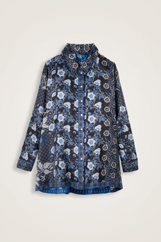 Fence Black-Sax Silk Twill Shirt - 1