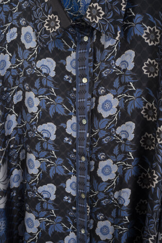 Fence Black-Sax Silk Twill Shirt - 2