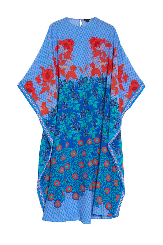 Fence Blue Silk Kaftan - 2