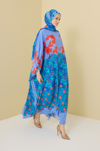 Fence Blue Silk Kaftan - 5