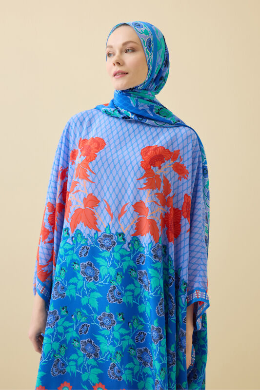 Fence Blue Silk Kaftan - 3