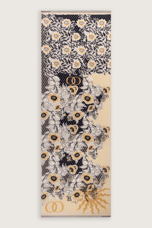 Fence Gold Viscose Flush Shawl - 2