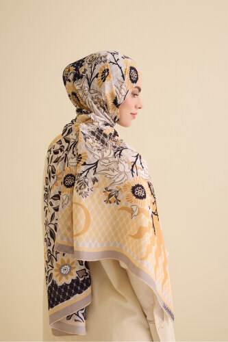 Fence Gold Viscose Flush Shawl - 3