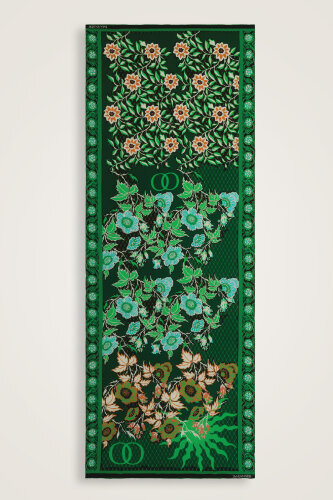Fence Green Crepe Silk Kaftan Shawl - 2