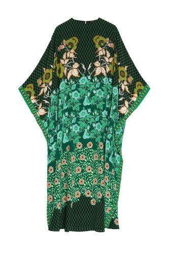 Fence Green Silk Kaftan - 2