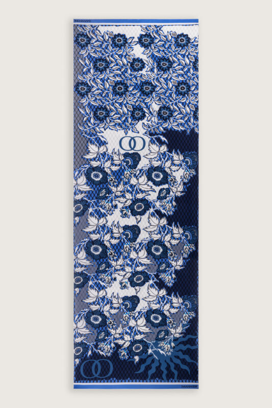 Fence Indigo Viscose Flush Shawl - 2