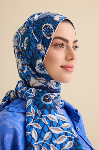 Fence Indigo Viscose Flush Shawl - Imannoor (3)