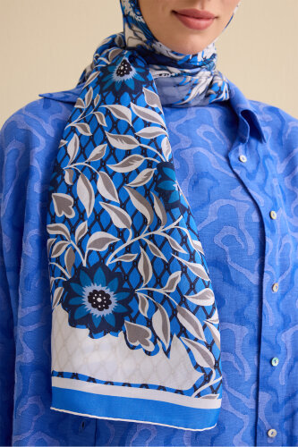 Fence Indigo Viscose Flush Shawl - 5