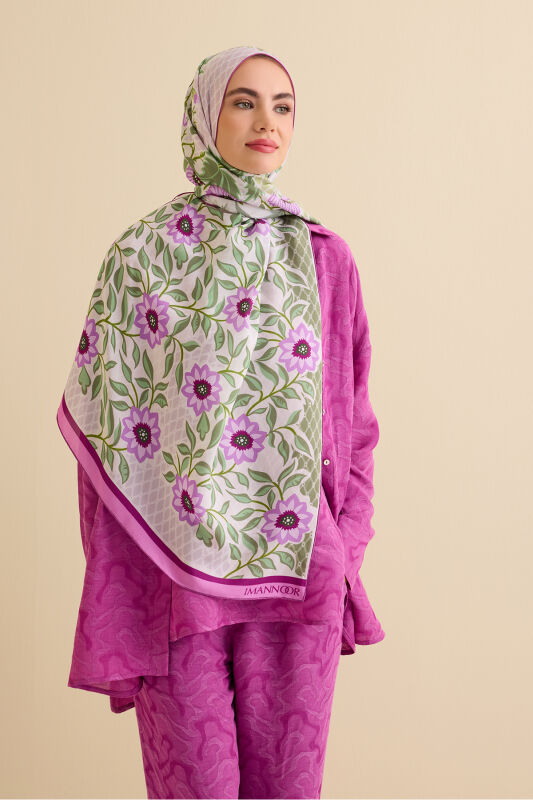 Fence Lilac Viscose Shawl - 5