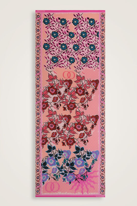 Fence Pink Crepe Silk Kaftan Shawl - 2