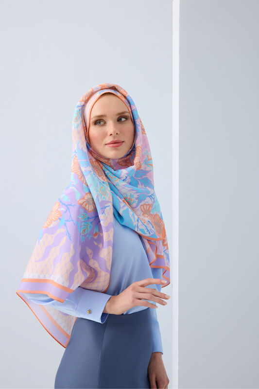 Fence Salmon Viscose Flush Shawl - 8